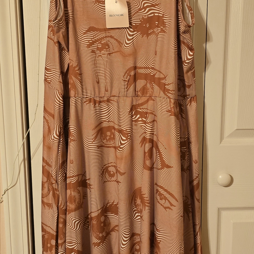 NWT BLOOMCHIC 18-20 CORAL ORANGE KNIT CAMI MIDI DRESS WITH POCKETS - Picture 5 of 7